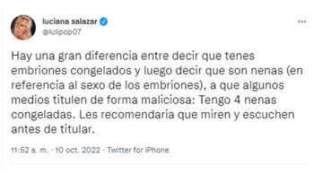 El enojo de Luciana Salazar