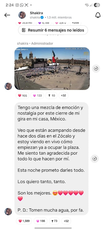 La colombiana dedicó emotivas palabras