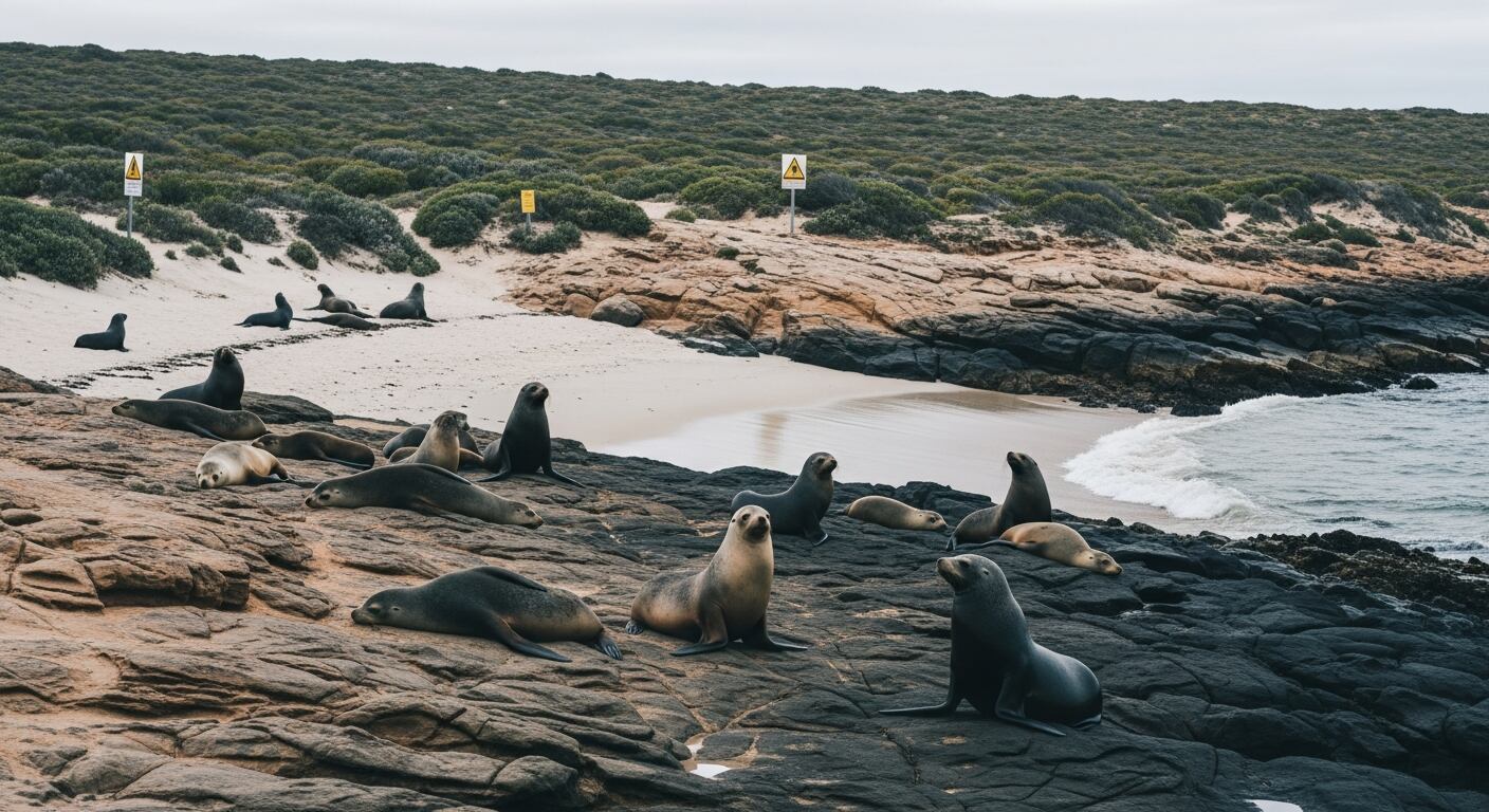 Uno de los casos del virus en la isla Canguro se detectó en Seal Bay, un área clave para el león marino australiano (Imagen Ilustrativa Infobae)