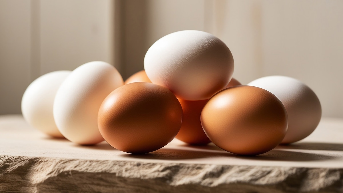 Cajas y huevos en planta avícola