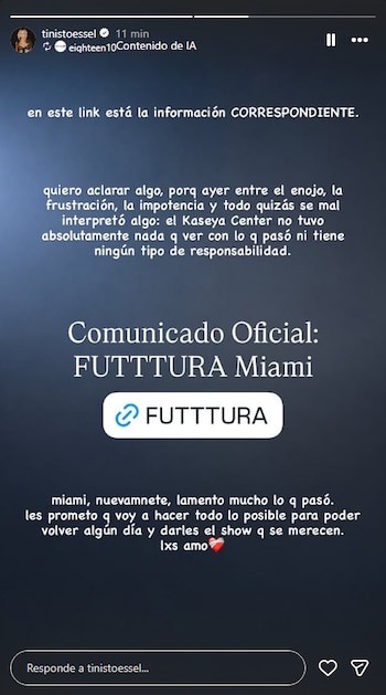 El comunicado legal del abogado Horacio Díaz Sieiro atribuyó el incumplimiento del rider técnico a la empresa promotora ZCape Productions LLC