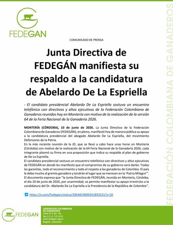 Ganaderos cierran filas con Abelardo de la Espriella durante la Feria Nacional de Montería - crédito @jflafaurie/X
