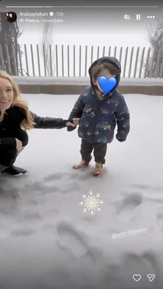 Lindsay Lohan compartió cómo su hijo disfrutaba de la nieve. (Instagram/Lindsay Lohan)