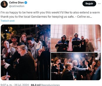 La cantante se mostró agradecida