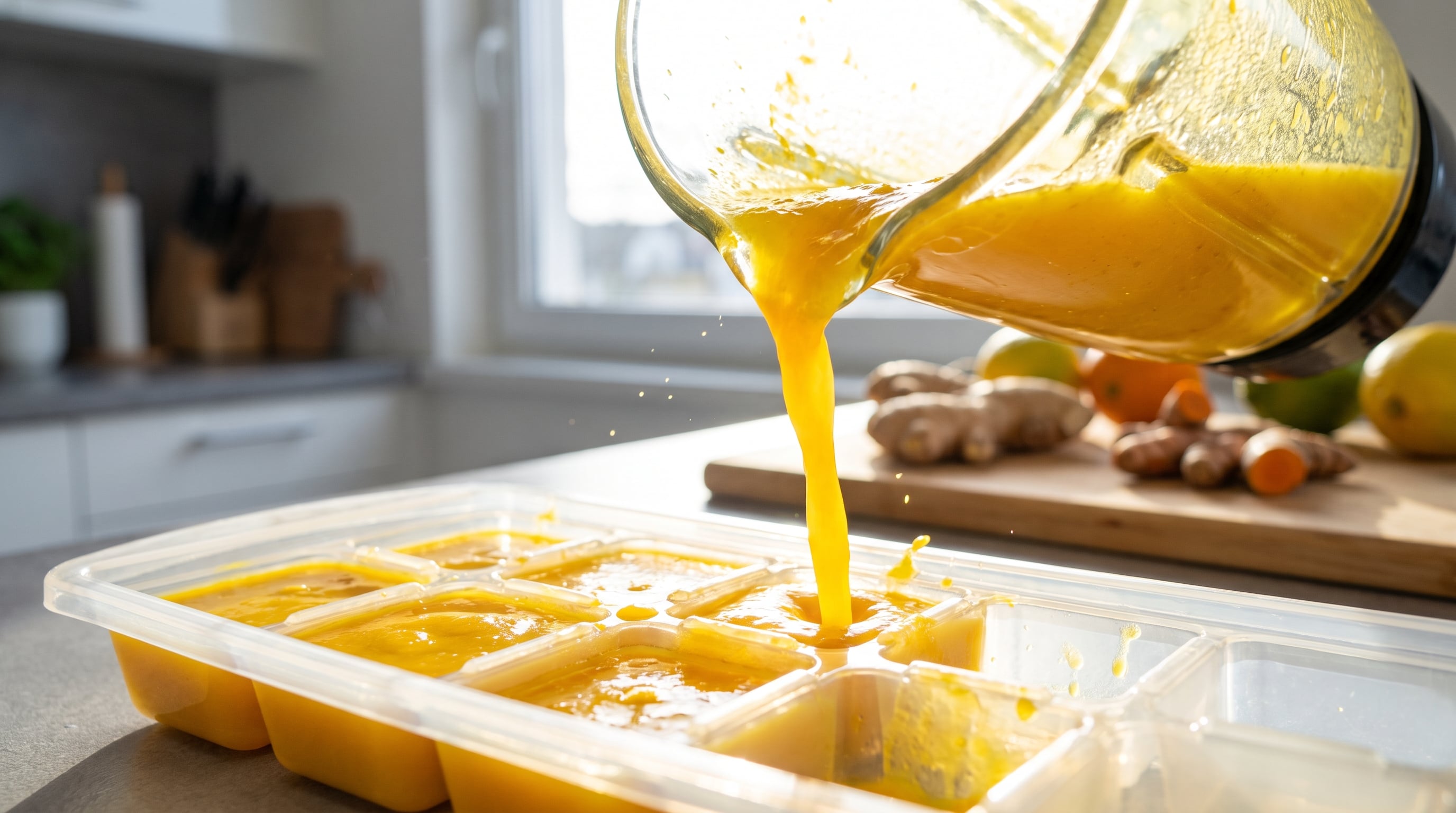 Una vez licuados los ingredientes, vierte la mezcla concentrada en un molde de hielo para congelar las porciones individuales - crédito (Imagen Ilustrativa Infobae)
