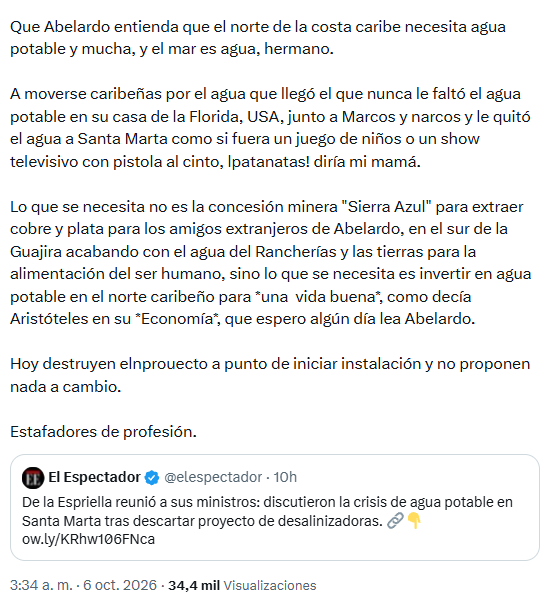 Petro comparó a De la Espriella con el exalcalde de Bogotá Enrique Peñalosa por su decisión sobre el metro - crédito @petrogustavo/X