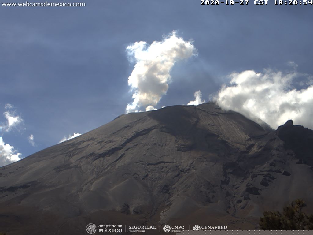 Volcán Popocatépetl: día de intensa