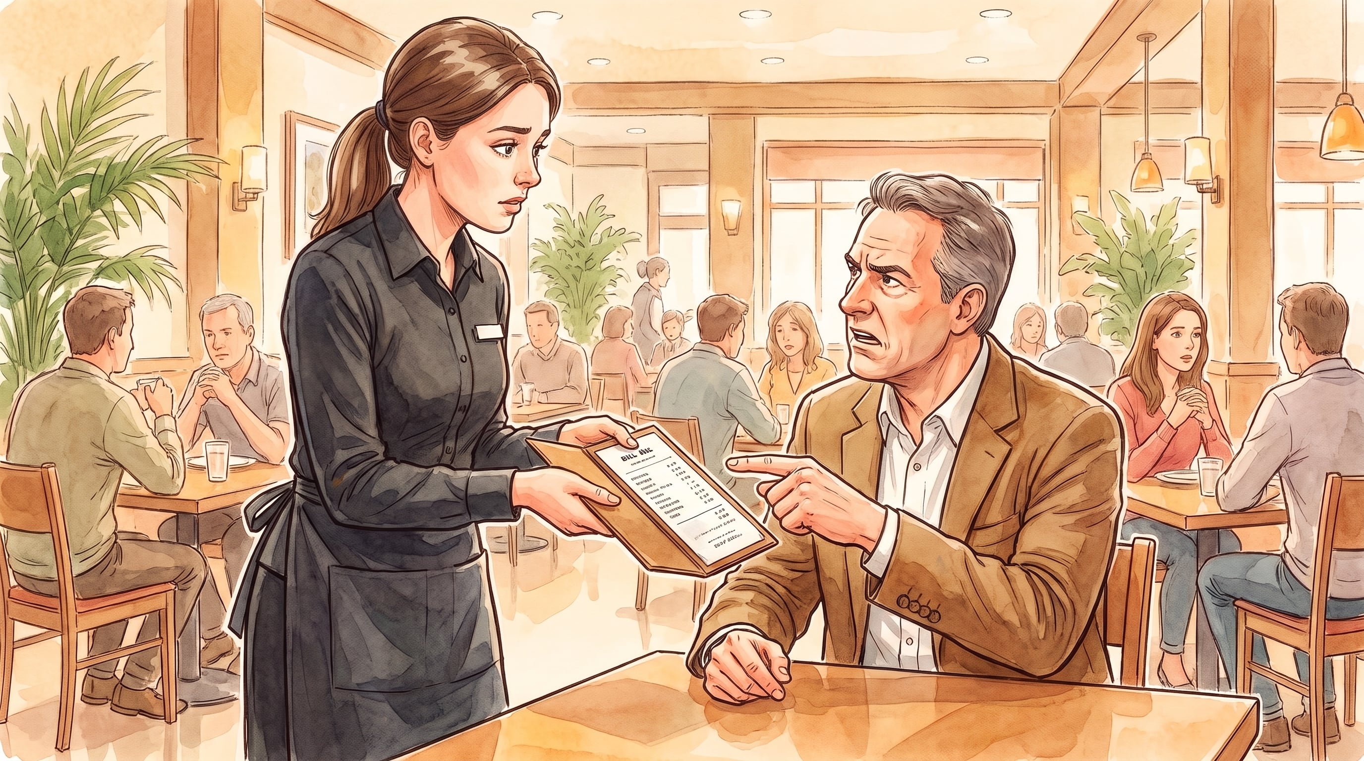 Trabajadores de restaurantes en Florida sostienen que una mejor información sobre recargos puede reducir reclamos de clientes por cargos automáticos (Imagen Ilustrativa Infobae).