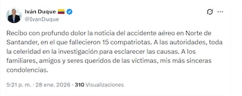 El expresidente Iván Duque expresó