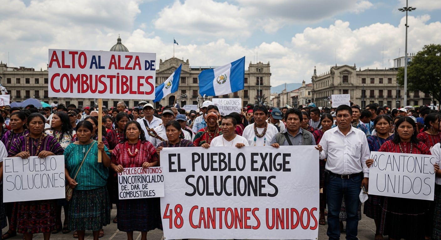 Cientos de personas de 48 cantones guatemaltecos se manifiestan en la capital para exigir al gobierno que resuelva el alza de los precios de los combustibles. (Imagen Ilustrativa Infobae)