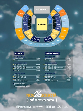 La boletería para Piso 21 y Juan Duque en el Movistar Arena estará disponible en Tuboleta a partir del 16 de julio - crédito cortesía Breakfast Live