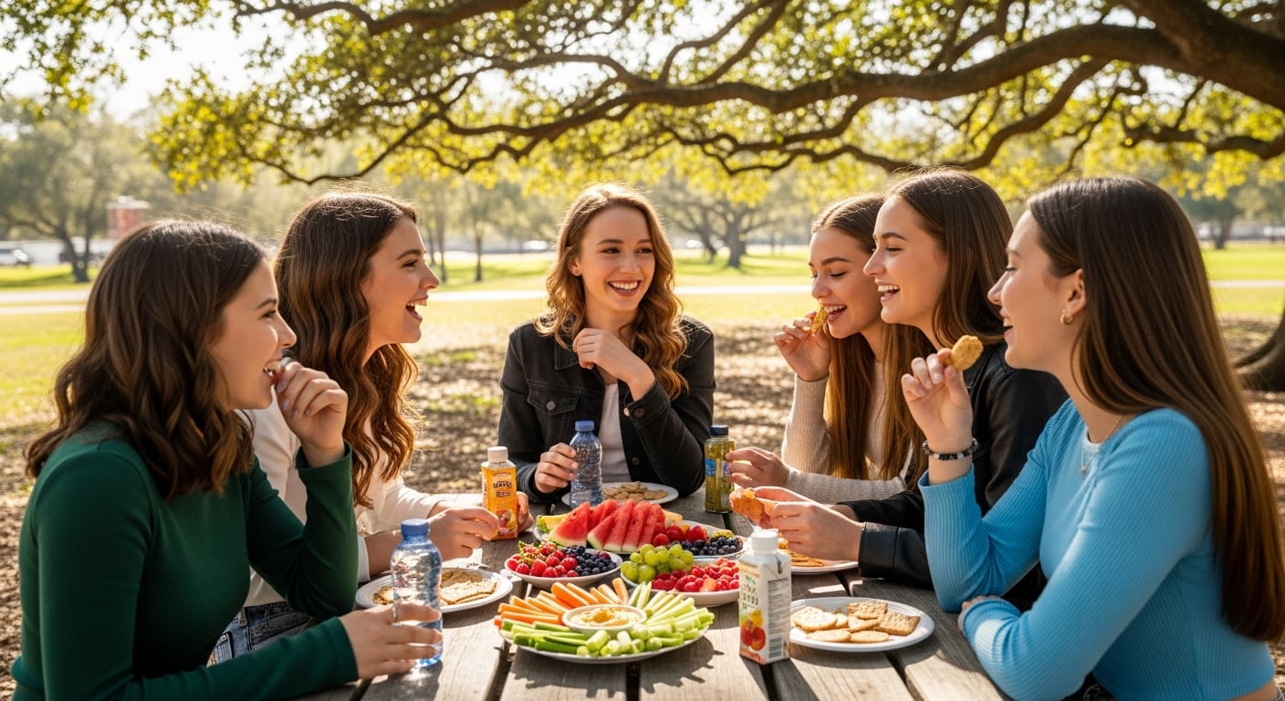 Un grupo de amigas adolescentes comparte una merienda saludable(Imagen Ilustrativa Infobae)