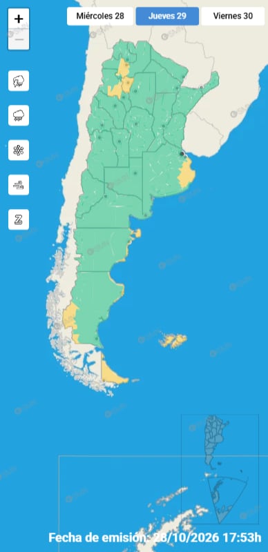 El alerta meteorológica emitido para este jueves