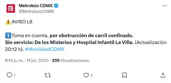 Metrobús reporta que las estaciones