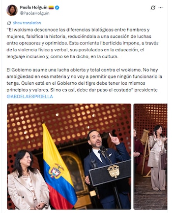 Durante su intervención, el presidente cuestionó el “wokismo” y anticipó una política de rechazo a esa corriente ideológica - crédito @PaolaHolguin/X