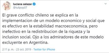 El mensaje de Luciana Salazar