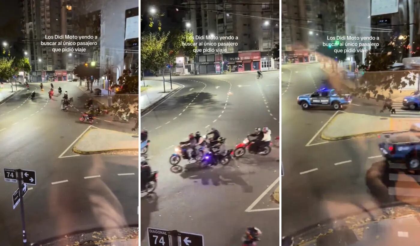Imágenes de la última caravana de motos en La Plata, donde los motociclistas escaparon de la policía local