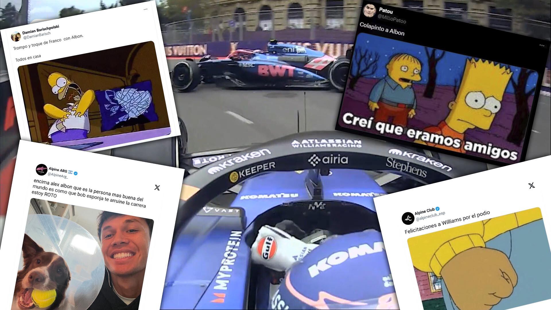 El toque entre Colapinto y Albon fue de lo más comentado en redes