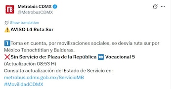 Avance en tiempo real de las diversas líneas de la red de transporte público capitalino.