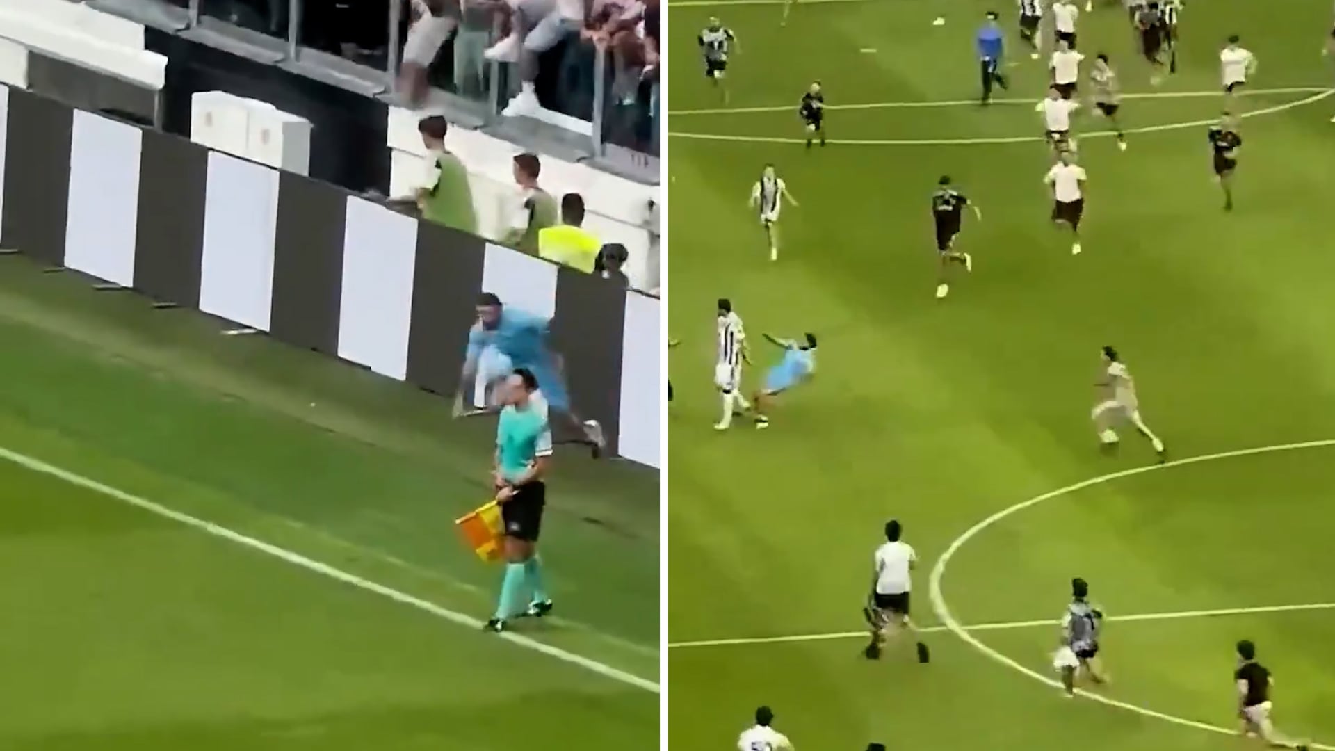Un hincha de Juventus invadió el campo de juego en un amistoso del equipo y lesionó a un jugador tras golpearlo en el tobillo (captura video)