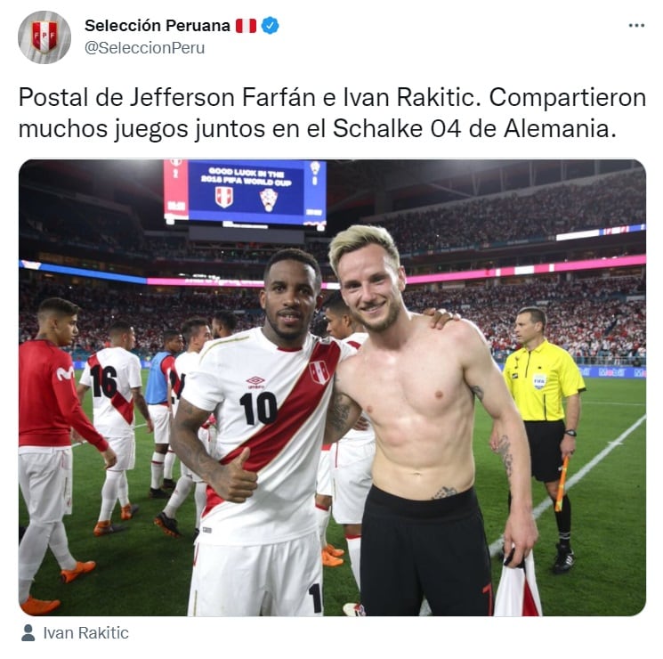 Farfán y Rakitic tras el Perú vs. Croacia del 2018.
