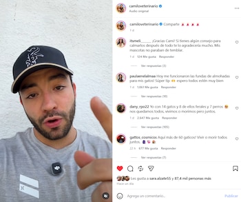 López compartió el video luego del sismo de 7.4 que se presentó en Colombia el lunes 10 de agosto de 2026 - crédito @camiloveterinario/IG