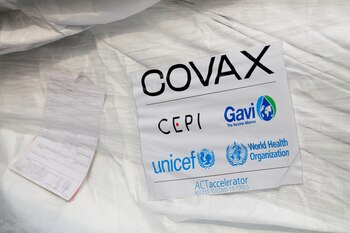 FILE PHOTO: A pack of AstraZeneca/Oxford vaccines is seen as the country receives its first batch of coronavirus disease (COVID-19) vaccines under COVAX scheme, at the international airtport of Accra, Ghana February 24, 2021. REUTERS/Francis Kokoroko/File Photo