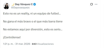 Day Vásquez volvió a generar atención tras publicar un mensaje en medio del proceso judicial contra Nicolás Petro - crédito @Dayvasquezc/X
