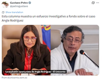 Gustavo Petro compartió una columna contra Angie Rodríguez - crédito @petrogustavo/X
