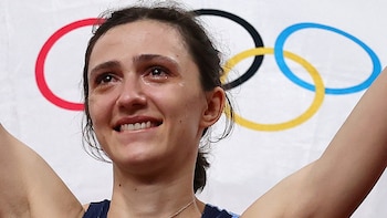 Russian Olympic champion Lasitskene calls