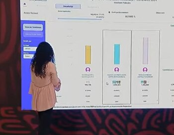Luisa María Alcalde Luján, secretaria de Gobernación, en la conferencia mañanera de AMLO