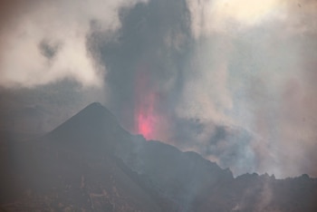 Vista de la erupción en