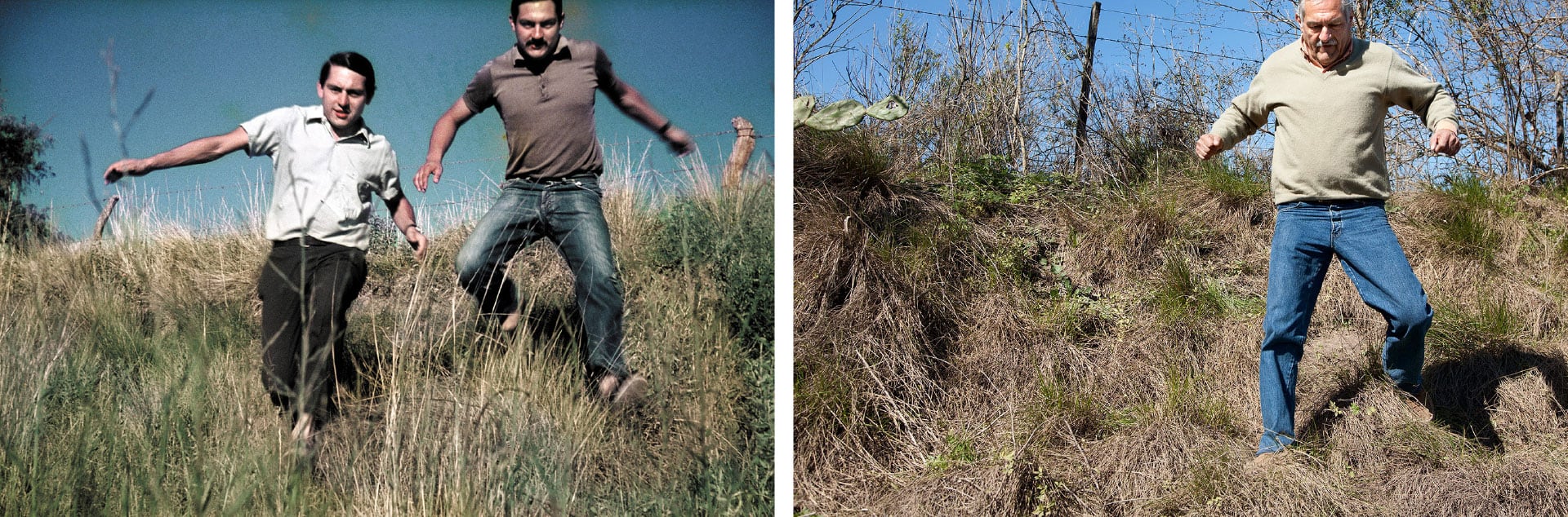 Omar Darío Amestoy y su hermano, Mario Alfredo, un domingo de primavera. Omar fue asesinado en 1976 junto a su esposa y sus dos hijos —de cinco y tres años— en San Nicolás de los Arroyos por perpetradores del Ejército y las policías Federal y Bonaerense (Ausencias - Gustavo Germano)