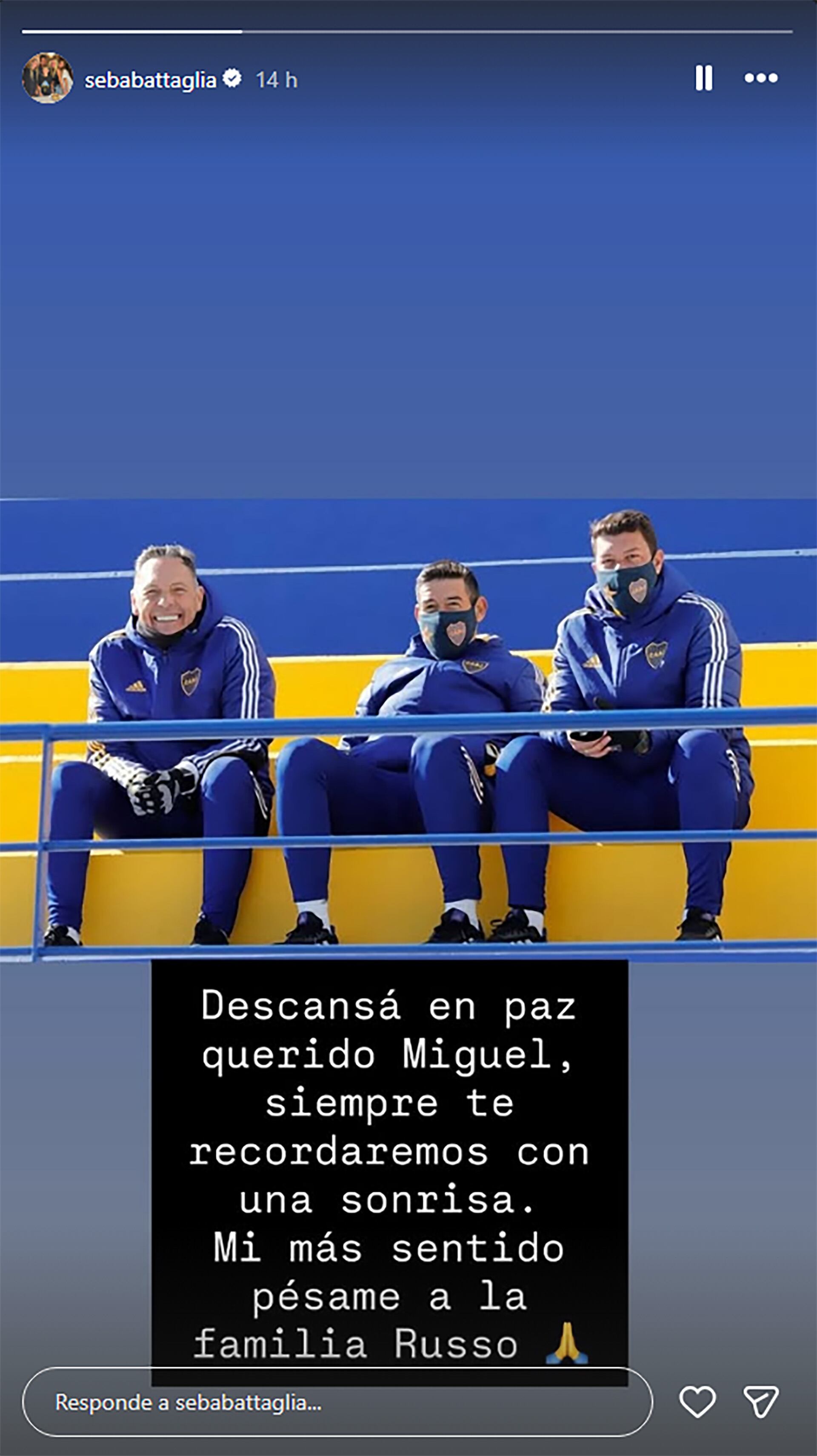 Sebastián Battaglia, reemplazante de Russo en Boca, también dejó su mensaje