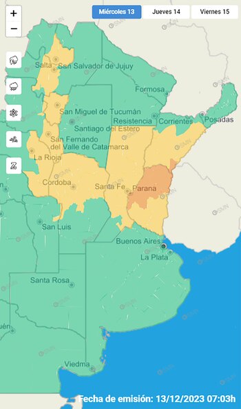 Alerta naranja por tormentas fuertes