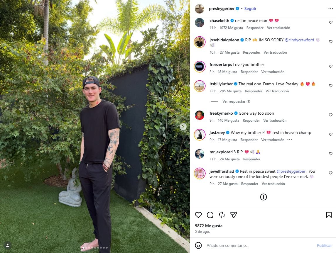 Más personalidades famosas también publicaron mensajes tras la muerte de Gerber, mientras seguidores dejaron condolencias en Instagram (Instagram/@presleygerber)