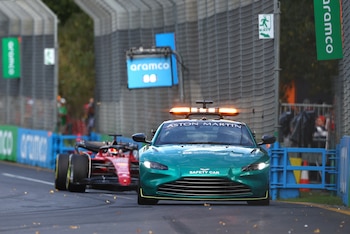 Formula One F1 - Australian Grand Prix - Melbourne Grand Prix Circuit, Melbourne, Australia - April 10, 2022 The safety car is seen after Ferrari's Carlos Sainz Jr. ran off the circuit REUTERS/Martin Keep