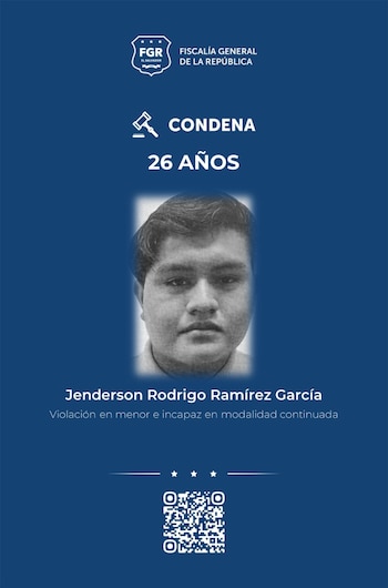 El Tribunal Primero de Sentencia de Sonsonate sentenció a Jenderson Rodrigo Ramírez García a 26 años de prisión por violación en menor o incapaz en modalidad continuada en Sonsonate Centro. (Foto: FGR)