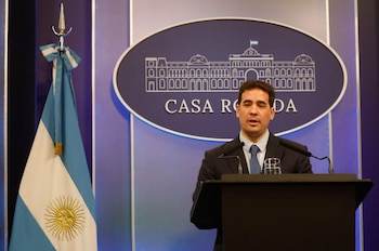 El vocero presidencial, Adrián Ravier, en conferencia de prensa