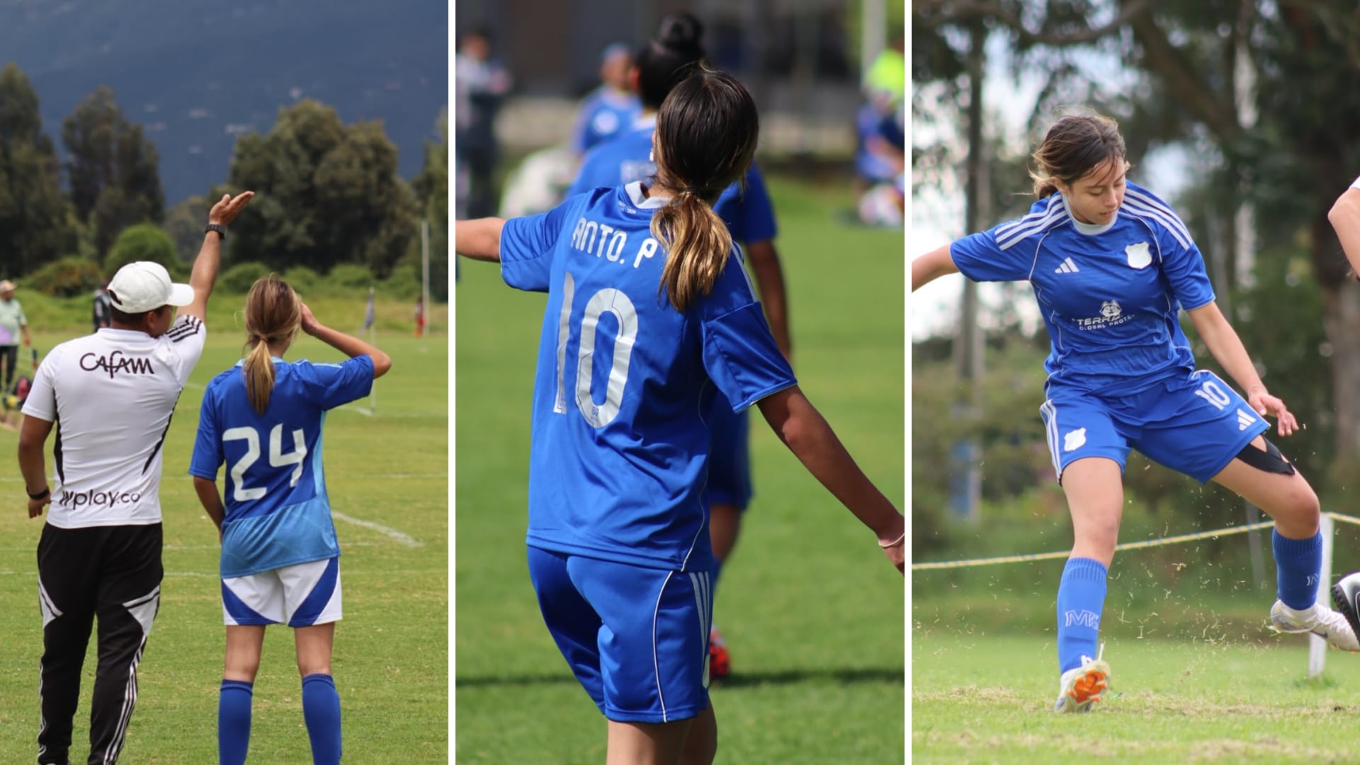 Fotografías compartidas en diferentes momentos muestran a Antonella vistiendo la camiseta azul y participando en actividades relacionadas con el equipo bogotano - crédito @anto_petro_alcocer/Instagram