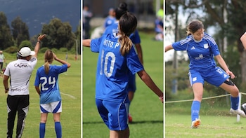 Fotografías compartidas en diferentes momentos muestran a Antonella vistiendo la camiseta azul y participando en actividades relacionadas con el equipo bogotano - crédito @anto_petro_alcocer/Instagram