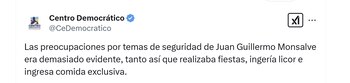 El partido Centro Democrático puso