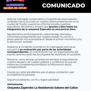 Comunicado de la orquesta de