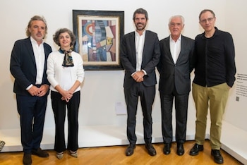 07/09/2026 El ministro de Cultura, Ernest Urtasun, junto con el director gerente del museo, Evelio Acevedo; la embajadora de España en Brasil, Consuelo Femenía.
CULTURA
MUSEO THYSSEN