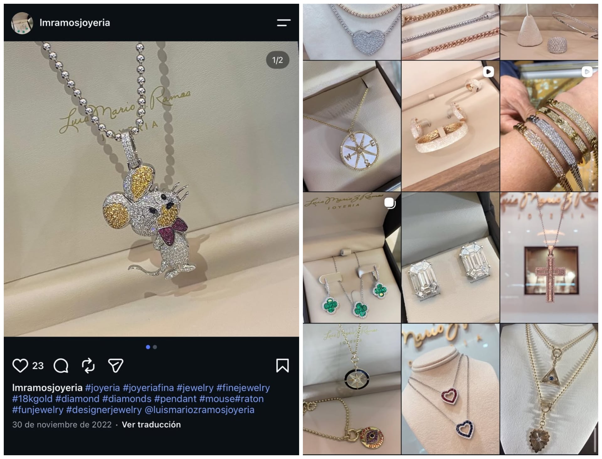 La publicación fue eliminada de la cuenta de Instagram de la joyería este 189 de septiembre. Crédito: Instagram