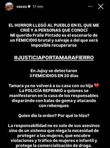 La publicación de Cazzu a