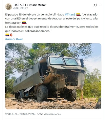 Así quedó el vehículo militar