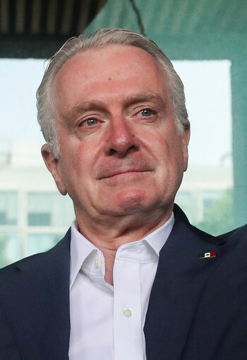 Mexican politician Santiago Creel reacts