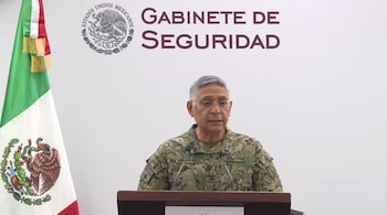 El secretario de Marina, Raymundo Morales Ángeles, durante la conferencia del Gabinete de Seguridad de este martes. (Crédito: SSPC)
