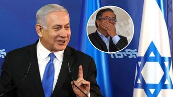 El primer ministro israelí, Benjamin Netanyahu, aseguró que Petro está apoyando al grupo terrorista Hamas - crédito Luisa González/REUTERS y AFP